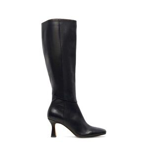 Dolce Vita Gyra Plus Black Leather High Boots with Heel